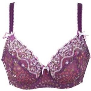 PARFAIT BY AFFINITAS NWT "Evelyn" Floral & Lace Wine Underwire Padded Bra 40FF
